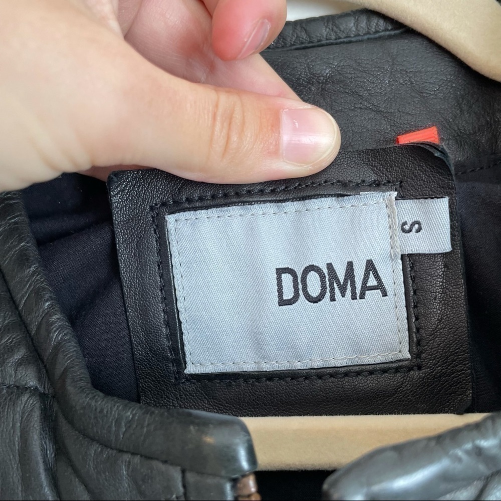 DOMA Leather jacket coat Moto Biker full zip solid black small motorcycle goth S - Picture 3 of 7